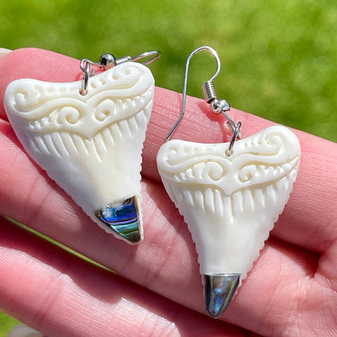 Etched tooth earrings