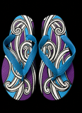 Blue Purple and White Maori Slip-Ons