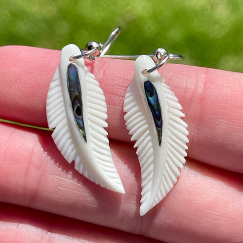 Etched feather earrings