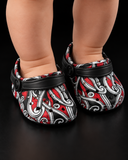 Infants Black Red and White Maori Slip-Ons