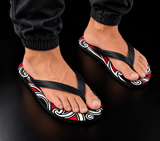 Black Red and White Maori Slip-Ons