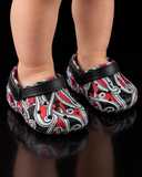 Toddlers Black Red and White Maori Slip-Ons
