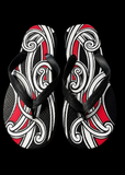 Black Red and White Maori Slip-Ons